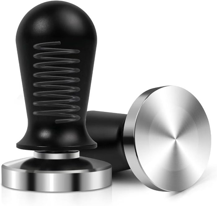 Espresso Accessories, 53MM Coffee Hand Tamper for Coffee Machine, Spring-loaded Tamper with Flat Stainless Steel Base,